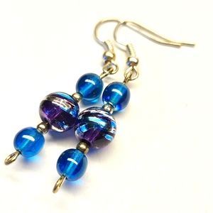 Blue Swirl Glass Beaded Earrings